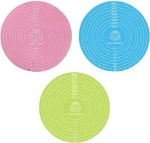 3 Pcs Silicone Cake Mats, 12 Inch Round Silicone Baking Mat with Measurements Reusable Non-Stick Non-Slip Heat Resistant Cookie Mat for Cake Turntable Pizza Dough Pastry Rolling (Pink, Blue, Green) 3 Pcs Silicone Cake Mats, 12 Inch Round Silicone Baking Mat with Measurements Reusable Non-Stick Non-Slip Heat Resistant Cookie Mat for Cake Turntable Pizza Dough Pastry Rolling (Pink, Blue, Green)