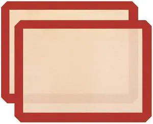 Good Dee's Silicone Baking Mats 16.5 x 11.6 - Food Safe Baking Mat for Making Macaroons, Cookies, Bread & Pastry | Non-Stick Oven Baking Mats are Reusable & Easy Clean | Pack of 2 (Red and Beige) Good Dee's Silicone Baking Mats 16.5 x 11.6 - Food Safe Baking Mat for Making Macaroons, Cookies, Bread & Pastry | Non-Stick Oven Baking Mats are Reusable & Easy Clean | Pack of 2 (Red and Beige)