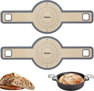 Friheten Sourdough Silicone Bread Sling - Non-Stick & Easy Clean Silicone Bread Mat for Dutch Oven. Reusable With Extra Long Handles Silicone Bread baking Supplies tools accessories (Gray 2) Friheten Sourdough Silicone Bread Sling - Non-Stick & Easy Clean Silicone Bread Mat for Dutch Oven. Reusable With Extra Long Handles Silicone Bread baking Supplies tools accessories (Gray 2)