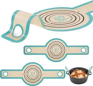 Silicone Bread Sling Dutch Oven - Best Japan Silicone Non-Stick & Easy Clean Reusable Baking Mat With Extra Long Handles, Baking Sheet Liner 2 Pcs (Aqua Sky) Silicone Bread Sling Dutch Oven - Best Japan Silicone Non-Stick & Easy Clean Reusable Baking Mat With Extra Long Handles, Baking Sheet Liner 2 Pcs (Aqua Sky)