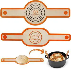 Silicone Bread Sling Oval and Round - Non-Stick & Easy Clean Reusable Oval Bread Baking Mat for dutch oven. With Long Handles Sourdough Bread Baking mat tools supplier Liner (Orange) Silicone Bread Sling Oval and Round - Non-Stick & Easy Clean Reusable Oval Bread Baking Mat for dutch oven. With Long Handles Sourdough Bread Baking mat tools supplier Liner (Orange)