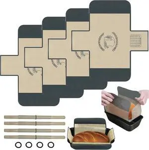 4 Pack Silicone Bread Loaf Pan Liners with Handles Reusable Non-Stick Heat Resistant Baking Mats, Sourdough Sling & Lifter, Fits Standard 9x5 Inch / 1.5 LB Loaf Pans 4 Pack Silicone Bread Loaf Pan Liners with Handles Reusable Non-Stick Heat Resistant Baking Mats, Sourdough Sling & Lifter, Fits Standard 9x5 Inch / 1.5 LB Loaf Pans