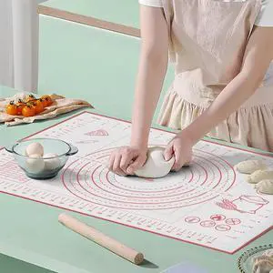 Silicone Pastry Baking Mat 16x24 Inch Large - Non-Stick Non-Slip Dough Rolling Mat with Measurement Markings for Kneading Pie Pizza Cookies Fondant Making Kitchen Counter Pad Silicone Pastry Baking Mat 16x24 Inch Large - Non-Stick Non-Slip Dough Rolling Mat with Measurement Markings for Kneading Pie Pizza Cookies Fondant Making Kitchen Counter Pad