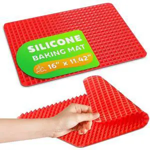 Silicone Cooking Mat, 16 x 11.5 In, Textured Pyramid Design (Red) Silicone Cooking Mat, 16 x 11.5 In, Textured Pyramid Design (Red)