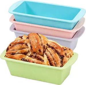 Mini Silicone Bread Loaf Pan, 4 Pcs, Non-Stick Baking Molds for Bread, Cake, Meatloaf, 7.5" L x 3.7" W x 2.1" H, Flexible Silicone Baking Molds for Bread, Cake, Meatloaf Mini Silicone Bread Loaf Pan, 4 Pcs, Non-Stick Baking Molds for Bread, Cake, Meatloaf, 7.5" L x 3.7" W x 2.1" H, Flexible Silicone Baking Molds for Bread, Cake, Meatloaf