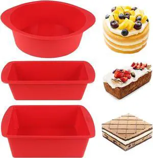 Silicone Baking Pans Sets - Nonstick Silicone Bakeware Set with Bread Loaf Pan, Square/Round Cake Pan - Oven & Dishwasher Safe Silicone Baking Pans Sets - Nonstick Silicone Bakeware Set with Bread Loaf Pan, Square/Round Cake Pan - Oven & Dishwasher Safe