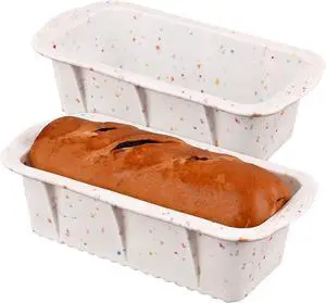 Sakolla 2 Pack Silicone Bread Loaf Molds, Nonstick Easy Release Rectangle Silicone Loaf Pan for Baking Cake, Meatloaf, Banana Bread, Brownies, and Quiche (Confetti) Sakolla 2 Pack Silicone Bread Loaf Molds, Nonstick Easy Release Rectangle Silicone Loaf Pan for Baking Cake, Meatloaf, Banana Bread, Brownies, and Quiche (Confetti)