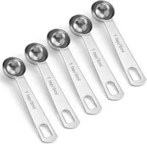 Teaspoon Scoop, 5 PCS 5ml Stainless Steel Teaspoon Measuring Spoon Teaspoon Scoop, 5 PCS 5ml Stainless Steel Teaspoon Measuring Spoon