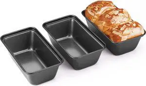 HONGBAKE Mini Loaf Pan for Baking Bread, 6 x 3.3 x 2 In Nonstick Small Banana Bread Tins Set of 3, Tiny Carbon Steel Meatloaf Pan - Dark Grey HONGBAKE Mini Loaf Pan for Baking Bread, 6 x 3.3 x 2 In Nonstick Small Banana Bread Tins Set of 3, Tiny Carbon Steel Meatloaf Pan - Dark Grey