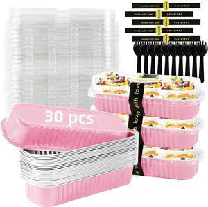 Mini Loaf Pans with Lids and Spoons Sealing Sticker,6.8oz Cake Pans for Baking Disposable Aluminum Foil Pink/Red cake pan (30, Pink) Mini Loaf Pans with Lids and Spoons Sealing Sticker,6.8oz Cake Pans for Baking Disposable Aluminum Foil Pink/Red cake pan (30, Pink)
