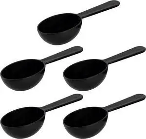 Framendino, 5 Pack Plastic Coffee Measuring Spoons Short Handle Scoops for Tea Sugar Cereal Milk Powder Spices Black 7g Framendino, 5 Pack Plastic Coffee Measuring Spoons Short Handle Scoops for Tea Sugar Cereal Milk Powder Spices Black 7g