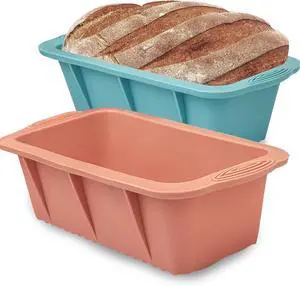 Koolstuffs Silicone Bread Loaf Pan, 2 PCS Rectangular Non-Stick Baking Mold Pans for Oven, Bread, Cake, Easy Release Koolstuffs Silicone Bread Loaf Pan, 2 PCS Rectangular Non-Stick Baking Mold Pans for Oven, Bread, Cake, Easy Release