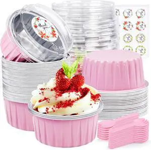 30Pcs Mini Cake Pans with Lids Aluminum Foil, ZOXILEN 5oz Disposable Mini Loaf pans with Lids and Spoons, Small Baking Cups Pie Tins Muffin Pan Cheesecake Containers for Party Pink Round 30Pcs Mini Cake Pans with Lids Aluminum Foil, ZOXILEN 5oz Disposable Mini Loaf pans with Lids and Spoons, Small Baking Cups Pie Tins Muffin Pan Cheesecake Containers for Party Pink Round