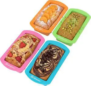 Bakerpan 4 Pack Silicone Mini Loaf Pans for Baking - 4.5 Inch Reusable Molds for Banana Bread, Pound Cake, Bread Loaves & Mini Cakes - Non-Stick, BPA-Free Bakerpan 4 Pack Silicone Mini Loaf Pans for Baking - 4.5 Inch Reusable Molds for Banana Bread, Pound Cake, Bread Loaves & Mini Cakes - Non-Stick, BPA-Free
