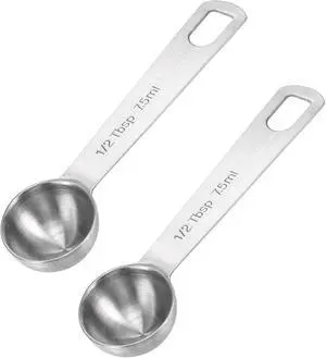 2 PCS Tablespoon Measuring Spoon 1/2 Tbsp Stainless Steel Measuring Spoons 1/2 Teaspoon Scoop Kitchen Cooking Spoon for Measurings Coffee Grains Protein Pet Food, Silver 2 PCS Tablespoon Measuring Spoon 1/2 Tbsp Stainless Steel Measuring Spoons 1/2 Teaspoon Scoop Kitchen Cooking Spoon for Measurings Coffee Grains Protein Pet Food, Silver