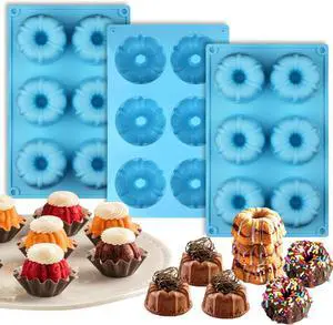 Palksky Mini Fluted Tube Pan Silicone 6-Cavity(3PCS), Multi-Cavity small Cake Baking Pan, mini moldes para chocoflan Palksky Mini Fluted Tube Pan Silicone 6-Cavity(3PCS), Multi-Cavity small Cake Baking Pan, mini moldes para chocoflan