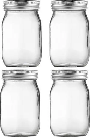 Glass Mason Jars, 16oz Regular Mouth Canning Jar with Airtight Lids, 4 Pack Glass Mason Jars, 16oz Regular Mouth Canning Jar with Airtight Lids, 4 Pack