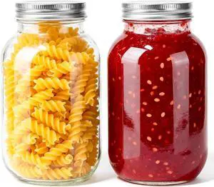 Mason Jars with Lids 32oz, 2 Pack Regular Mouth Glass Canning Jar Container Mason Jars with Lids 32oz, 2 Pack Regular Mouth Glass Canning Jar Container