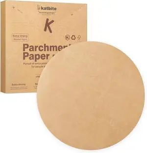 Katbite Unbleached Parchment Paper Rounds, Heavy Duty, 9 Inch 200Pcs Katbite Unbleached Parchment Paper Rounds, Heavy Duty, 9 Inch 200Pcs