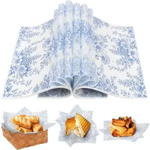 LOAVER 150 Pcs Blue Floral Wax Paper Sheets for Food,Chinoiserie Flower Greaseproof Wrapping Tissue Deli Parchment Baking Paper for Cookies Picnic Sandwich Liners Kicthen Supplies(8.66 x 9.84 Inch) LOAVER 150 Pcs Blue Floral Wax Paper Sheets for Food,Chinoiserie Flower Greaseproof Wrapping Tissue Deli Parchment Baking Paper for Cookies Picnic Sandwich Liners Kicthen Supplies(8.66 x 9.84 Inch)