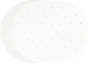 100 PCS Bamboo Steamer Liner, 10" Round Air Fryer Parchment Paper with Holes, White Anti-Stick Steamer Paper 100 PCS Bamboo Steamer Liner, 10" Round Air Fryer Parchment Paper with Holes, White Anti-Stick Steamer Paper