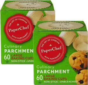 PaperChef Large Parchment Baking Cups Nonstick Release 60 Count 2 Pack PaperChef Large Parchment Baking Cups Nonstick Release 60 Count 2 Pack