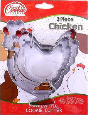 Chicken Cookie Cutter Set Sharp & Stainless Steel Cooking Utensils A Fun Fit for Sandwiches, Pancakes, Fruits & Crafts Dishwasher-Safe 3-Piece Bakery Supplies by Sweet Cookie Crumbs Chicken Cookie Cutter Set Sharp & Stainless Steel Cooking Utensils A Fun Fit for Sandwiches, Pancakes, Fruits & Crafts Dishwasher-Safe 3-Piece Bakery Supplies by Sweet Cookie Crumbs