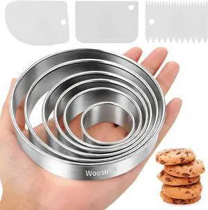 9Pcs Round Cookie Cutter Set - Stainless Steel Biscuit Cutters(2,3,3.5,4,5,6Inch) with 3 Firm Plastic Dough Scrapers Large Circle Cookie Cutter for Baking Pastry, Donuts, Fondant & Brownies 9Pcs Round Cookie Cutter Set - Stainless Steel Biscuit Cutters(2,3,3.5,4,5,6Inch) with 3 Firm Plastic Dough Scrapers Large Circle Cookie Cutter for Baking Pastry, Donuts, Fondant & Brownies