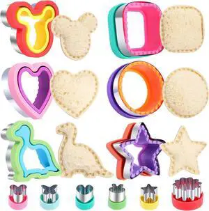 12 Pcs Sandwich Cutter and Sealer Set, Bread Decruster Pancake Maker DIY Cookie Cutters Vegetable Cutter Shapes for Kids, Ideal for School Lunch Boxes and Bento Boxes Boys Girls 12 Pcs Sandwich Cutter and Sealer Set, Bread Decruster Pancake Maker DIY Cookie Cutters Vegetable Cutter Shapes for Kids, Ideal for School Lunch Boxes and Bento Boxes Boys Girls