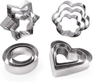 MCIGICM Cookie Cutters Set 12PCS: Flower Round Heart Star Shape Cookie Mold MCIGICM Cookie Cutters Set 12PCS: Flower Round Heart Star Shape Cookie Mold