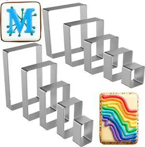 10PCS Rectangle Cookie Cutter & Square Cookie Mold, Stainless Steel Kitchen Baking Supplies, Sandwich Cutters, 5 Sizes for Fondant Cake, Cookies, Biscuits & DIY Party Decor (10PCS) 10PCS Rectangle Cookie Cutter & Square Cookie Mold, Stainless Steel Kitchen Baking Supplies, Sandwich Cutters, 5 Sizes for Fondant Cake, Cookies, Biscuits & DIY Party Decor (10PCS)