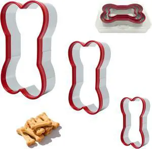 Dog Bone Shapes Cookie Cutters 3 Pieces, Dog Treats Cutters 2.52" 3.35'' 3.82", Stainless Steel Biscuit Mold with Soft PVC Cover Coated Dog Bone Shapes Cookie Cutters 3 Pieces, Dog Treats Cutters 2.52" 3.35'' 3.82", Stainless Steel Biscuit Mold with Soft PVC Cover Coated