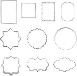10 PCS Plaque Frame Cookie Cutters Set Fondant Tiles Biscuit Cutter Molds for Cookie Fruit Shapes 10 PCS Plaque Frame Cookie Cutters Set Fondant Tiles Biscuit Cutter Molds for Cookie Fruit Shapes