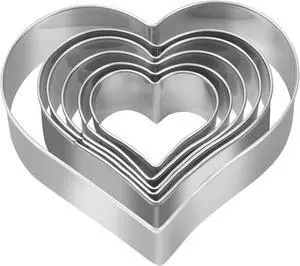 Heart Cookie Cutter Set - 6 Piece - 3 4/5", 3 1/5", 2 4/5", 2 3/5", 2 1/5", 1 4/5" - Heart Shaped Cookie Cutters, Stainless Steel Biscuit Pastry Cutters Heart Cookie Cutter Set - 6 Piece - 3 4/5", 3 1/5", 2 4/5", 2 3/5", 2 1/5", 1 4/5" - Heart Shaped Cookie Cutters, Stainless Steel Biscuit Pastry Cutters