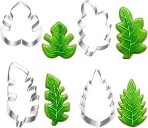 LUBTOSMN 4 Pcs Tropical Leaves Cookie Cutter Set, Dishwasher-Safe LUBTOSMN 4 Pcs Tropical Leaves Cookie Cutter Set, Dishwasher-Safe
