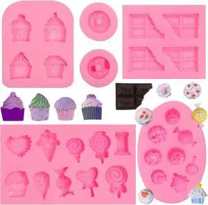 Ice Cream Cones Silicone Molds 6 Pcs, Lollipop Chocolate Fondant Mold for Polymer Clay Crafts Candy Cupcake Topper, Candles Cake Decoration Ice Cream Cones Silicone Molds 6 Pcs, Lollipop Chocolate Fondant Mold for Polymer Clay Crafts Candy Cupcake Topper, Candles Cake Decoration