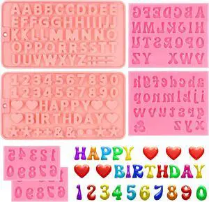 6PCS Chocolate Molds, Letters Numbers Silicone Candy Molds 6PCS Chocolate Molds, Letters Numbers Silicone Candy Molds
