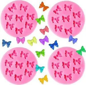 Actvty Bow Chocolate Mold, 4 Pcs Mini Bow Molds, Silicone Bows Fondant Molds for DIY Desserts, Cake Pop, Candy, Cake Decorating Actvty Bow Chocolate Mold, 4 Pcs Mini Bow Molds, Silicone Bows Fondant Molds for DIY Desserts, Cake Pop, Candy, Cake Decorating