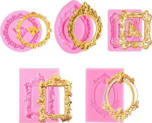5 Pack Photo Frame Fondant Molds,Picture Frames Silicone Mold Vintage Frame Molds, Baroque Style Air Dry Clay Molds,For Cake Decorating Cupcake Topper Chocolate Candy Polymer Clay Baking Desserts 5 Pack Photo Frame Fondant Molds,Picture Frames Silicone Mold Vintage Frame Molds, Baroque Style Air Dry Clay Molds,For Cake Decorating Cupcake Topper Chocolate Candy Polymer Clay Baking Desserts