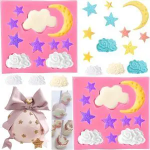 Moon and Star Molds Silicone, Cloud Fondant Mold Moon Star Chocolate Molds for Candy Baking Sugar Cake Pop Cupcake Cake Decorating Moon and Star Molds Silicone, Cloud Fondant Mold Moon Star Chocolate Molds for Candy Baking Sugar Cake Pop Cupcake Cake Decorating