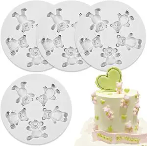 4 PCS Bear Silicone Fondant Molds Mini 3D Teddy Bear Candy Cake Chocolate Molds for Cake Decoration, DIY Desserts, Cupcake, Fondant, Clay, Gum Paste 4 PCS Bear Silicone Fondant Molds Mini 3D Teddy Bear Candy Cake Chocolate Molds for Cake Decoration, DIY Desserts, Cupcake, Fondant, Clay, Gum Paste