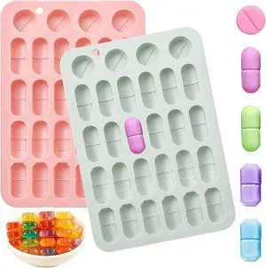 2PCS Silicone Pill Mold Trays for Making Pills, Capsule Shaped Candy Mold 2PCS Silicone Pill Mold Trays for Making Pills, Capsule Shaped Candy Mold