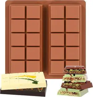 Dubai Chocolate Molds 1 Inch Deep, Silicone Chocolate Bar Mold Non-Stick, Flexible, Large and Thick Homemade Chocolates, Candies, and Desserts - Set of 1 Dubai Chocolate Molds 1 Inch Deep, Silicone Chocolate Bar Mold Non-Stick, Flexible, Large and Thick Homemade Chocolates, Candies, and Desserts - Set of 1
