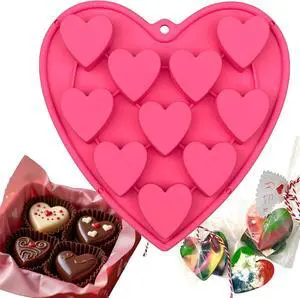 Heart Shaped Cake Pans Heart Silicone Mold for Baking, Large 2 Inches Molds, 10 Cavities Suitable for Ice Cube Mold, Chocolate Mold, Valentines Silicone Molds (1, Pink) Heart Shaped Cake Pans Heart Silicone Mold for Baking, Large 2 Inches Molds, 10 Cavities Suitable for Ice Cube Mold, Chocolate Mold, Valentines Silicone Molds (1, Pink)