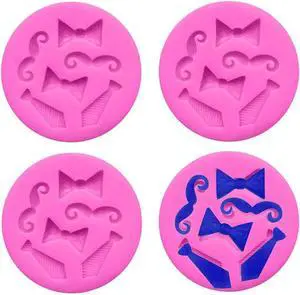 Luckycivia 4 PACK Bow Ties Beard Mini Silicone, Candy Chocolate Fondant Mold, Silicone Cake Mould Luckycivia 4 PACK Bow Ties Beard Mini Silicone, Candy Chocolate Fondant Mold, Silicone Cake Mould