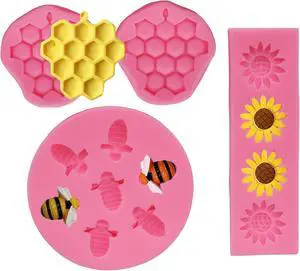 4 Pcs Bumble Bee Silicone Mold Honeycomb Sunflower and Bee Fondant Molds Kit Cupcake Hive DIY Chocolate Fondant Candy Cookies Crafting Party Wedding Cake Sugar Dessert Decorating Baking Mold (Pink) 4 Pcs Bumble Bee Silicone Mold Honeycomb Sunflower and Bee Fondant Molds Kit Cupcake Hive DIY Chocolate Fondant Candy Cookies Crafting Party Wedding Cake Sugar Dessert Decorating Baking Mold (Pink)
