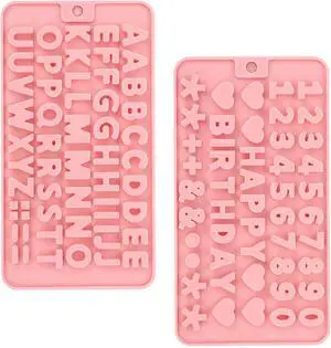 2 pcs Pink Number Chocolate Molds and Letter Silicone Molds,kitchen utensils,with Happy Birthday Cake Decorations Symbols,for Chocolate, Candy, ice cubes,cake cookies 2 pcs Pink Number Chocolate Molds and Letter Silicone Molds,kitchen utensils,with Happy Birthday Cake Decorations Symbols,for Chocolate, Candy, ice cubes,cake cookies