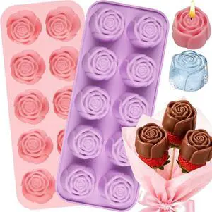 Rose Silicone Mold, 2 Pack Rose Chocolate Mold 20 Cavity Rose Silicone Mold, 2 Pack Rose Chocolate Mold 20 Cavity