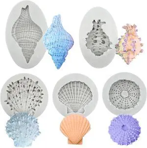 5 Pcs Seashell Silicone Mold Cake Fondant Silicone Mold Seashell Conch Baking Molds for DIY Cake Decoration Chocolate Candy Polymer Clay Crafting Projects 5 Pcs Seashell Silicone Mold Cake Fondant Silicone Mold Seashell Conch Baking Molds for DIY Cake Decoration Chocolate Candy Polymer Clay Crafting Projects