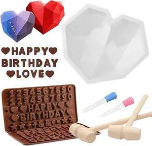 Breakable Heart Mold Set for Chocolate, Heart Silicone Molds with Hammers and Dropper, Letter Mold and Number Chocolate Molds for Valentine Candy Making Breakable Heart Mold Set for Chocolate, Heart Silicone Molds with Hammers and Dropper, Letter Mold and Number Chocolate Molds for Valentine Candy Making